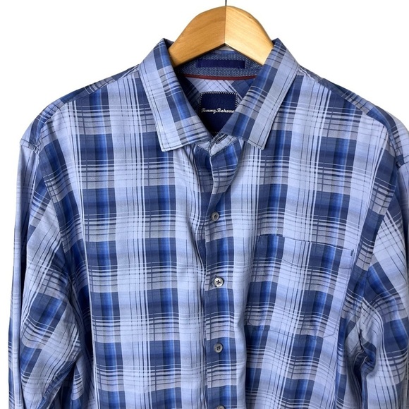 Tommy Bahama Shadow Ridge Plaid Button Down Shirt Blue Size XL Long Sleeve - Picture 2 of 6
